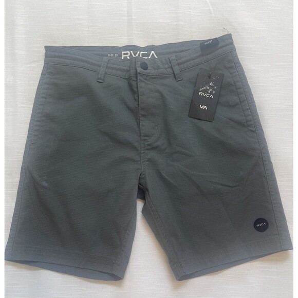 RVCA Hidden Drawstring 17” Cotton Polyester Blend Shorts In Dark Gray Sz 29 New - Picture 1 of 12